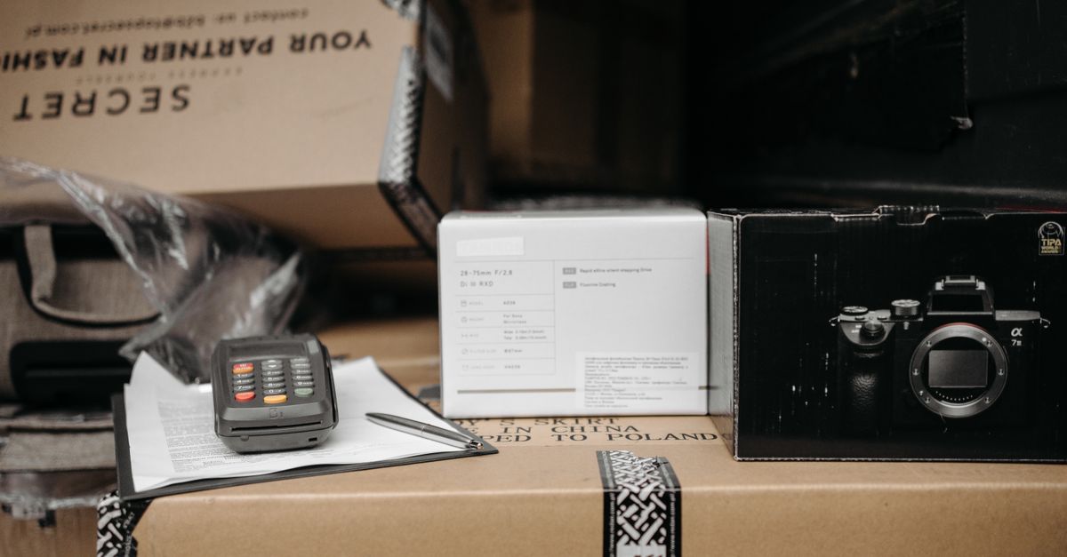 Assorted packages with electronics equipment prepared for international shipment.
