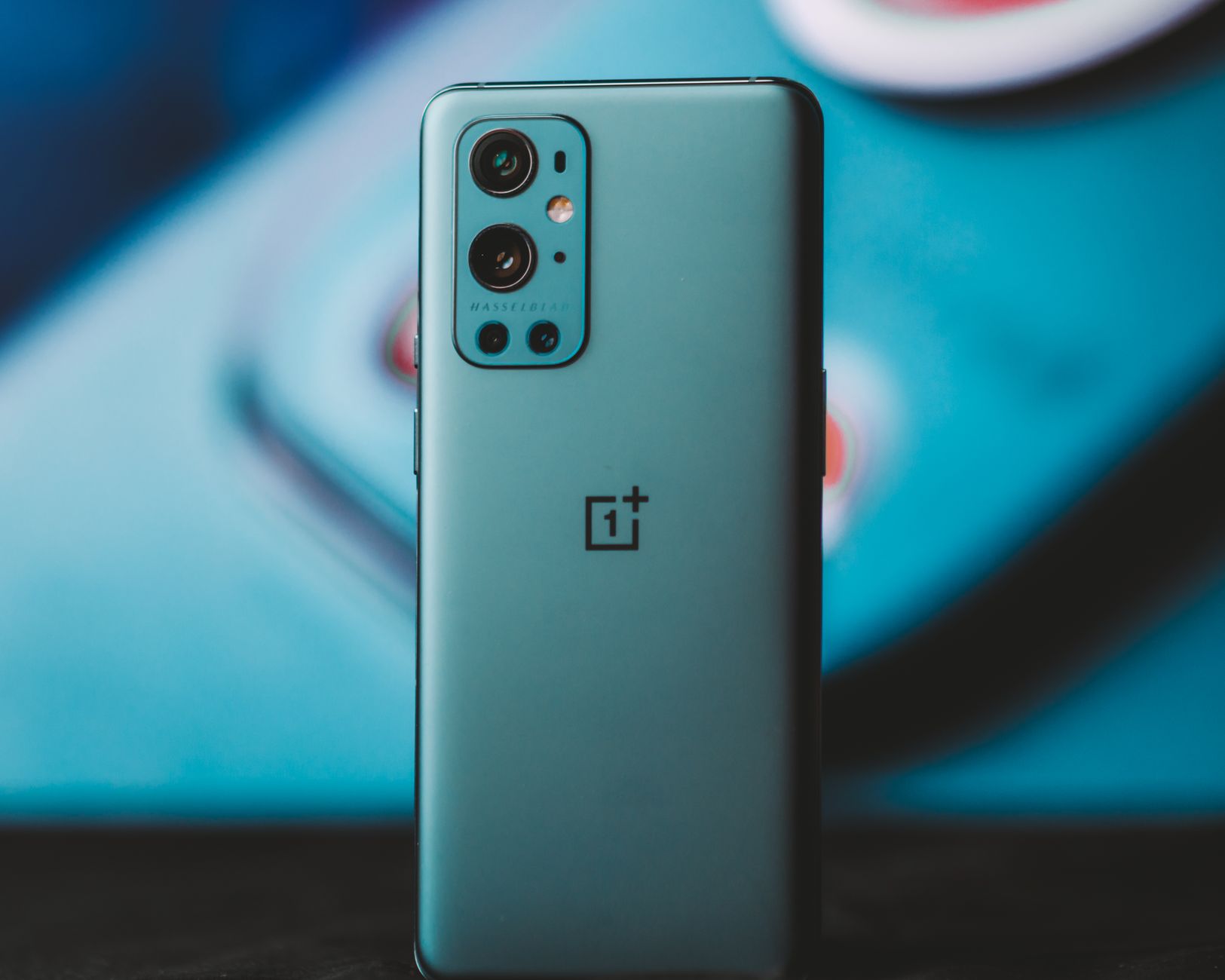 Macro view of the back of a modern smartphone.